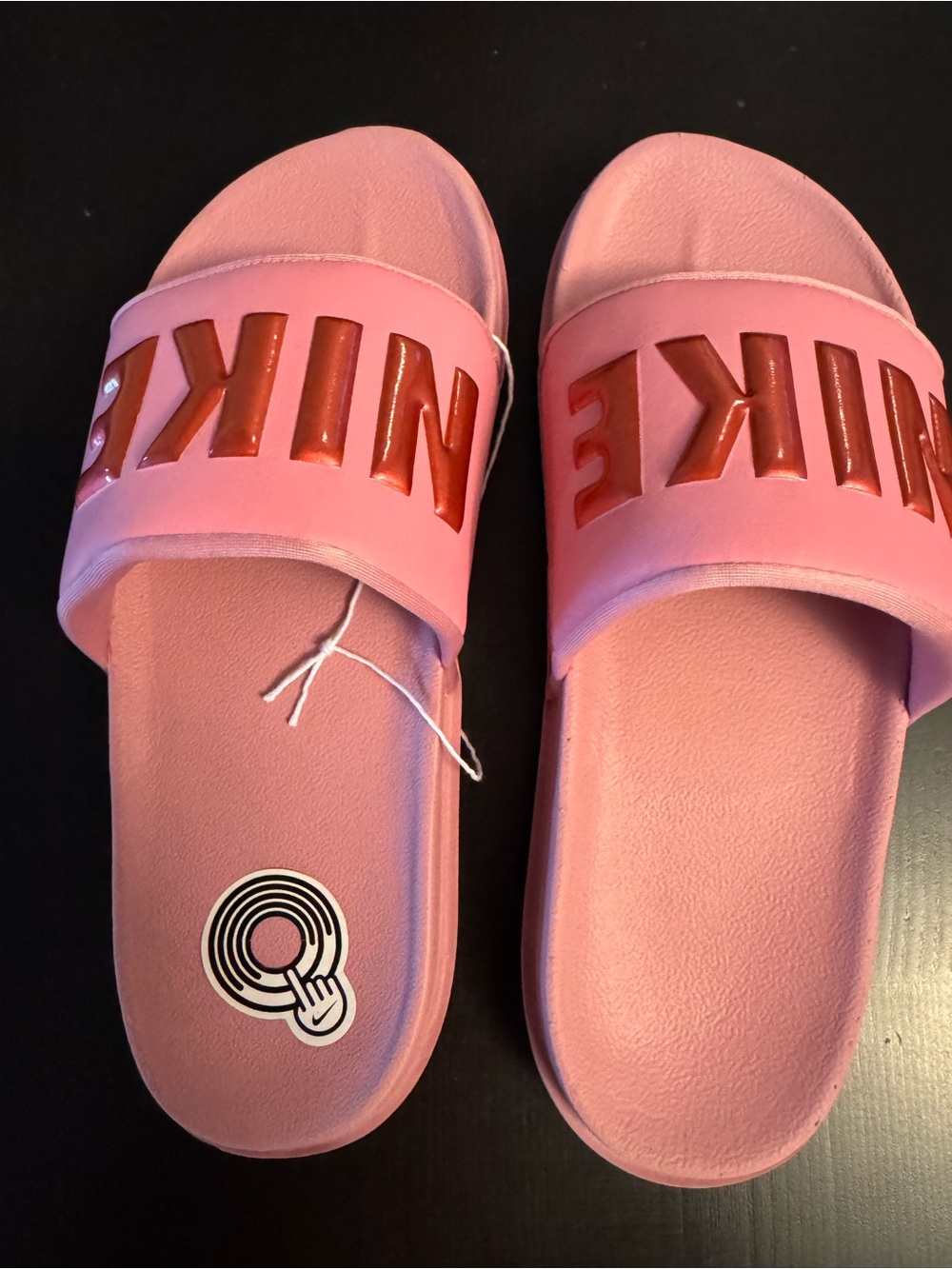 Nike Pink Slide Sandals with Raised Logo